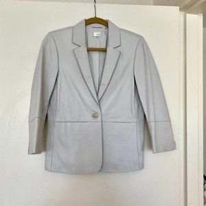 Gray Leather Blazer Jacket